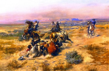 激しい人生 1901年 チャールズ・マリオン・ラッセル インディアナ州のカウボーイ Oil Paintings